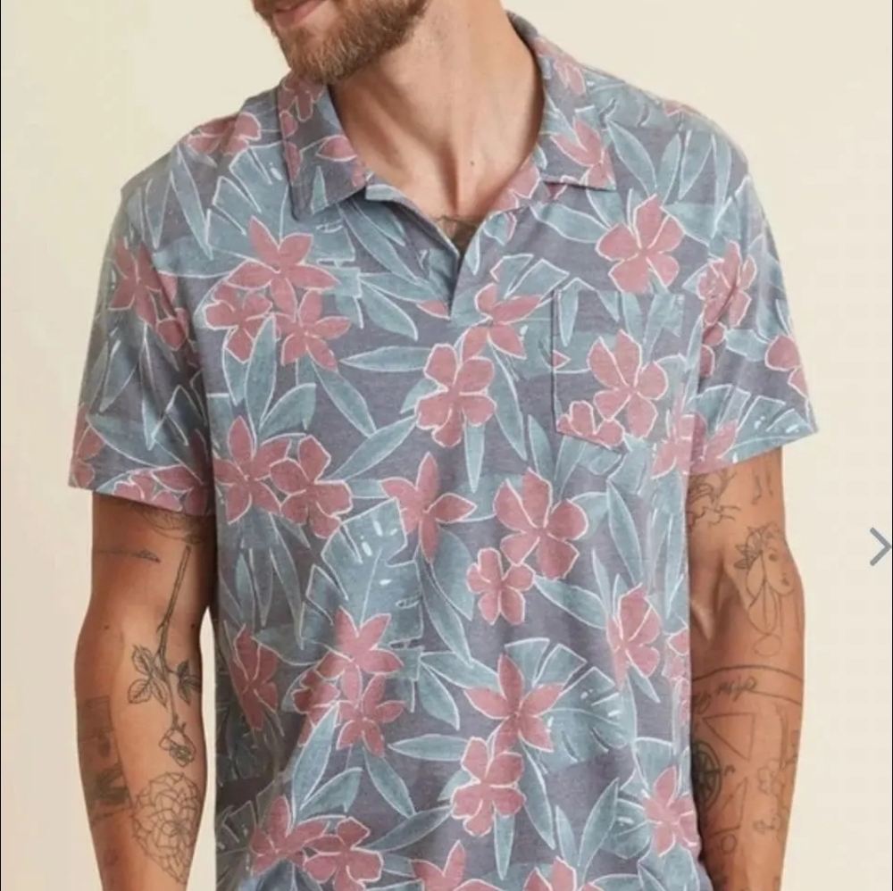 Marine Layer Men's Hawaii Print Polo Size M/L